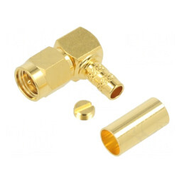 Mufă SMA Tată Unghi 90° 50Ω pentru Cablu PTFE | Electronic-mag.ro | Componente Electronice