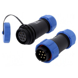 Conector circular tată mamă 7 PIN 3A IP67 500V pe cablu | Electronic-mag.ro | Componente Electronice