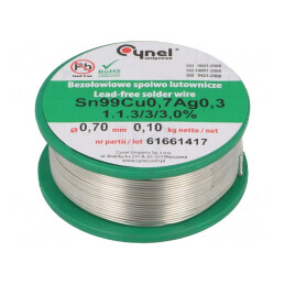 Sârmă de Lipit Fără Plumb 100g Bobină | Electronic-mag.ro | Componente Electronice