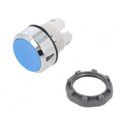 Comutator Apăsare 22mm Albastru Plat | Electronic-mag.ro | Componente Electronice