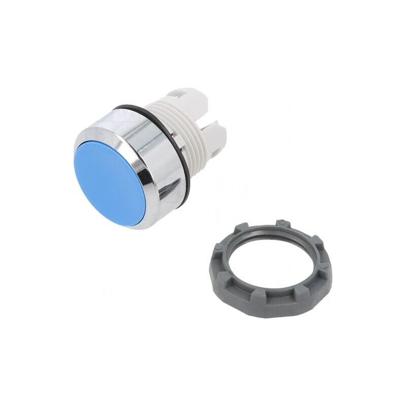 Comutator Apăsare 22mm Albastru Plat | Electronic-mag.ro | Componente Electronice