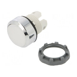 Comutator apăsare 22mm albă plată | Electronic-mag.ro | Componente Electronice