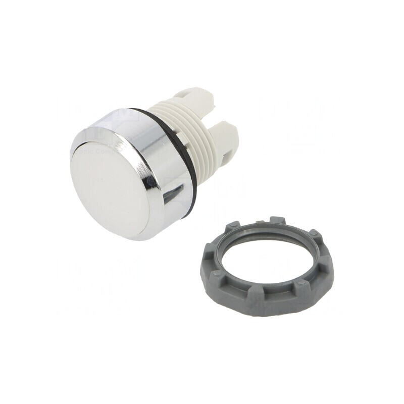 Comutator apăsare 22mm albă plată | Electronic-mag.ro | Componente Electronice