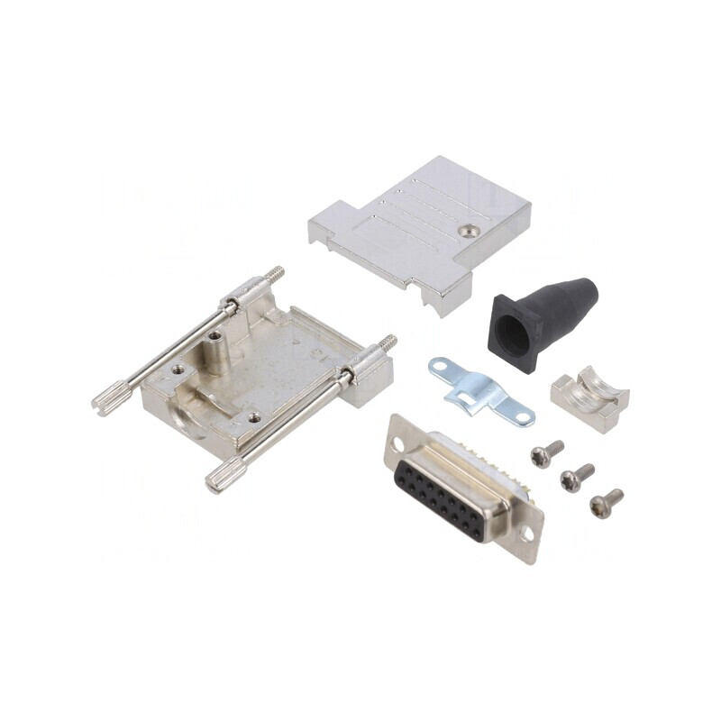 Mufă Mamă D-Sub 15 PIN pentru Lipire pe Cablu - Negru | Electronic-mag.ro | Componente Electronice