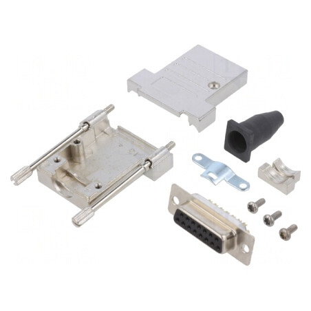 Mufă Mamă D-Sub 15 PIN pentru Lipire pe Cablu - Negru | Electronic-mag.ro | Componente Electronice