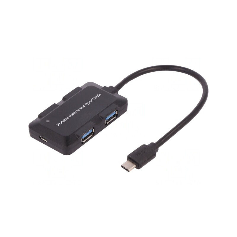 Hub USB 4 Porturi USB A și USB C Negru 10Gbps 0,2m | Electronic-mag.ro | Componente Electronice
