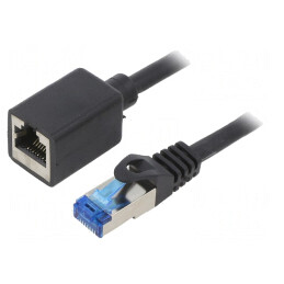 Prelungitor RJ45 S/FTP 6a Cu LSZH Negru 5m