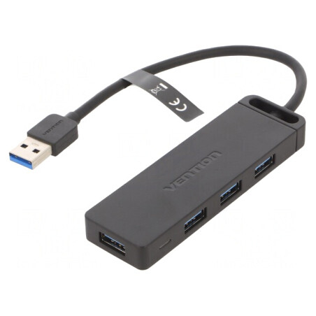 Hub USB 3.0 Negru 4 Porturi 5Gbps