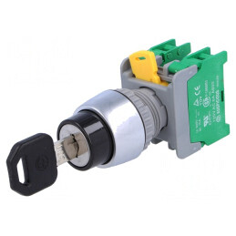 Comutator Rotativ cu Cheie 22mm 3 NO | Electronic-mag.ro | Componente Electronice