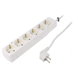 Prelungitor electric 6 prize Schuko alb 16A | Electronic-mag.ro | Componente Electronice