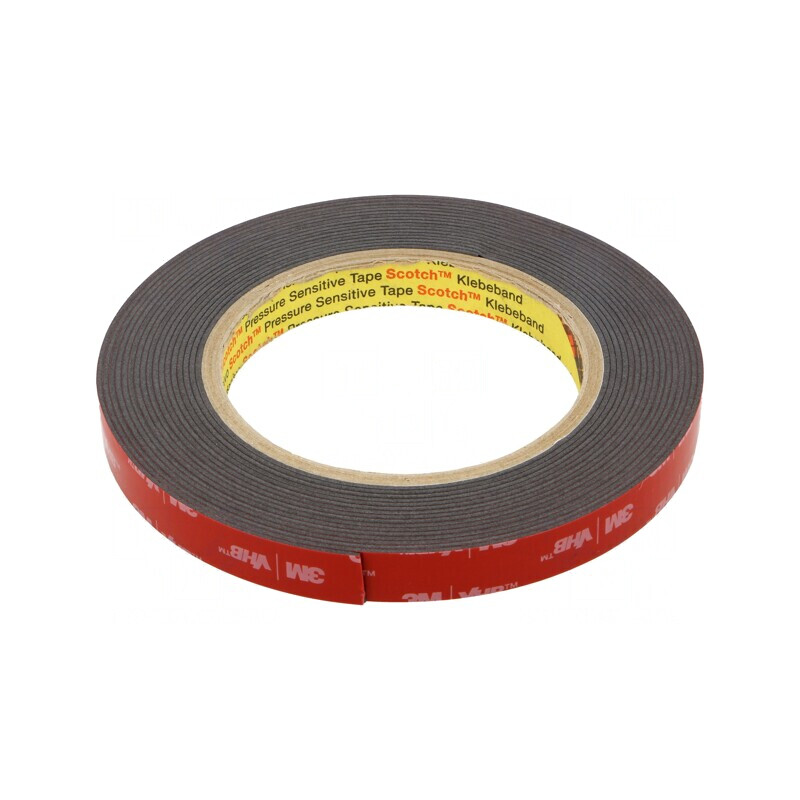 Bandă de Fixare Acrilică Neagră 12mm x 5.5m | Electronic-mag.ro | Componente Electronice