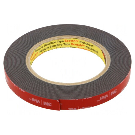 Bandă de Fixare Acrilică Neagră 12mm x 5.5m | Electronic-mag.ro | Componente Electronice