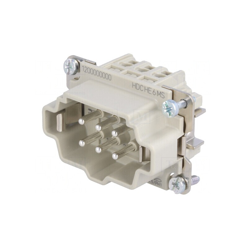 Conector dreptunghiular tată 6 PIN 6 PE 3 drept | Electronic-mag.ro | Componente Electronice