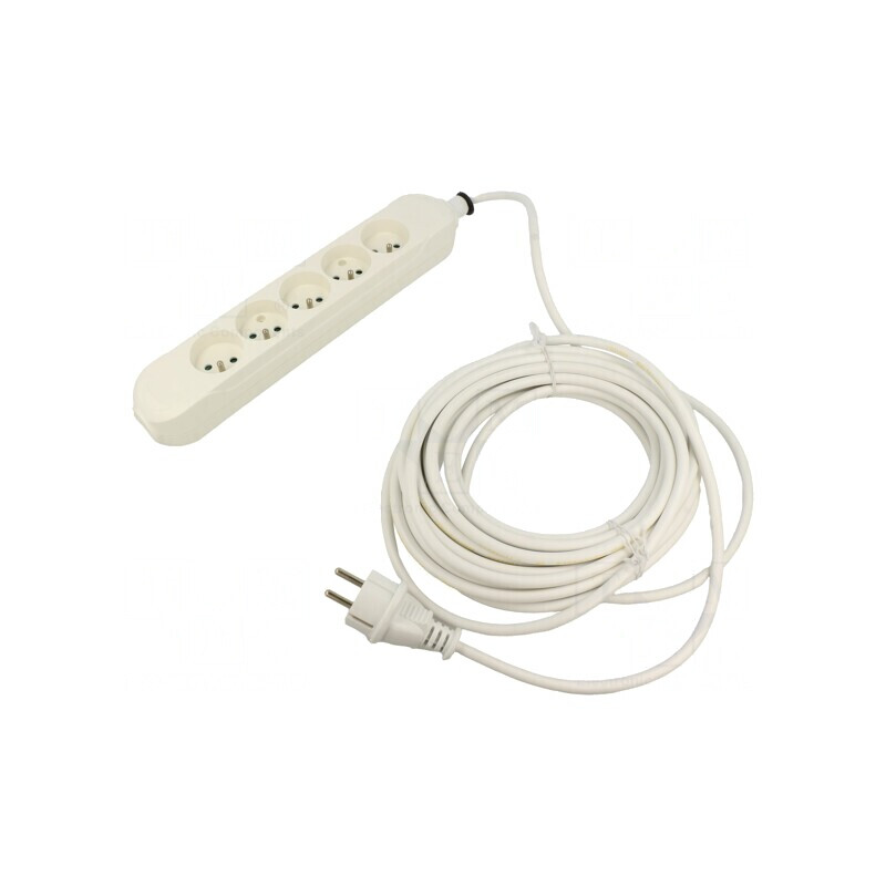Prelungitor 5 prize PVC alb 3m 16A | Electronic-mag.ro | Componente Electronice