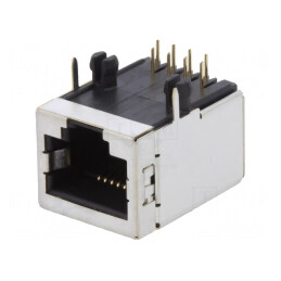 Soclu RJ45 Cat5 Ecranat Aurit 8p8c THT | Electronic-mag.ro | Componente Electronice