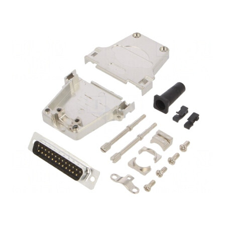 Conector D-Sub 25 Pini Mufă Tată Lipire Pe Cablu Neagră | Electronic-mag.ro | Componente Electronice