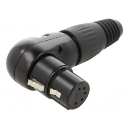 Mufă XLR Mamă 5 Pin 90° pe Cablu Neagră | Electronic-mag.ro | Componente Electronice