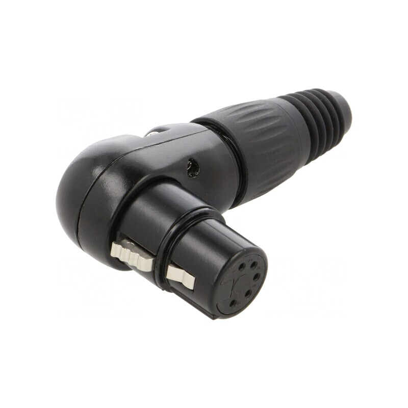Mufă XLR Mamă 5 Pin 90° pe Cablu Neagră | Electronic-mag.ro | Componente Electronice