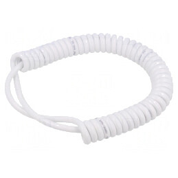 Cablu spiralat neecranat alb PUR 0,3m-1,2m 300V | Electronic-mag.ro | Componente Electronice