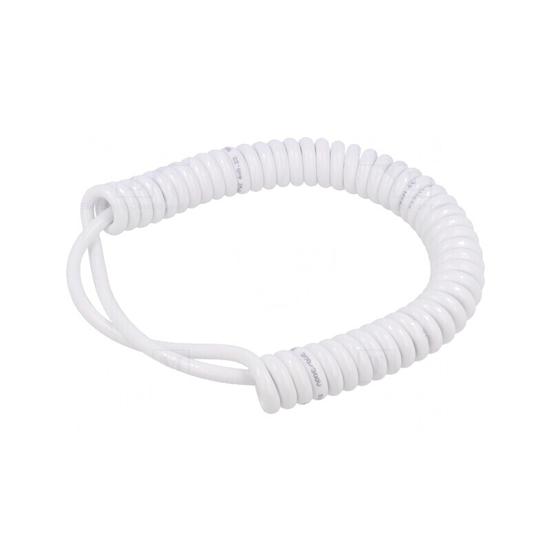 Cablu spiralat neecranat alb PUR 0,3m-1,2m 300V | Electronic-mag.ro | Componente Electronice