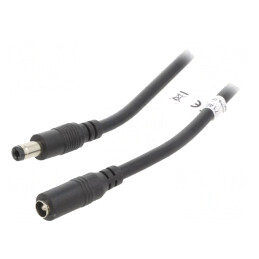 Cablu; DC 5,5/2,5 mufă,DC 5,5/2,5 soclu; negru; 10m