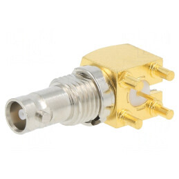Soclu Micro BNC 90° 75Ω THT PTFE aurit | Electronic-mag.ro | Componente Electronice