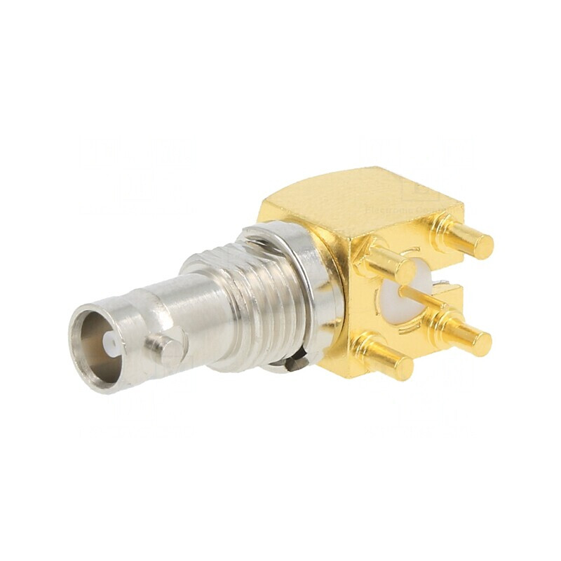Soclu Micro BNC 90° 75Ω THT PTFE aurit | Electronic-mag.ro | Componente Electronice
