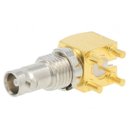 Soclu Micro BNC 90° 75Ω THT PTFE aurit | Electronic-mag.ro | Componente Electronice