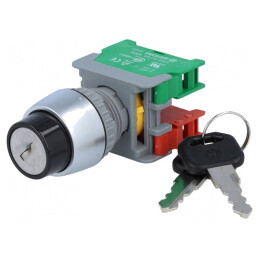 Comutator Rotativ cu Cheie 22mm 2NC NO | Electronic-mag.ro | Componente Electronice