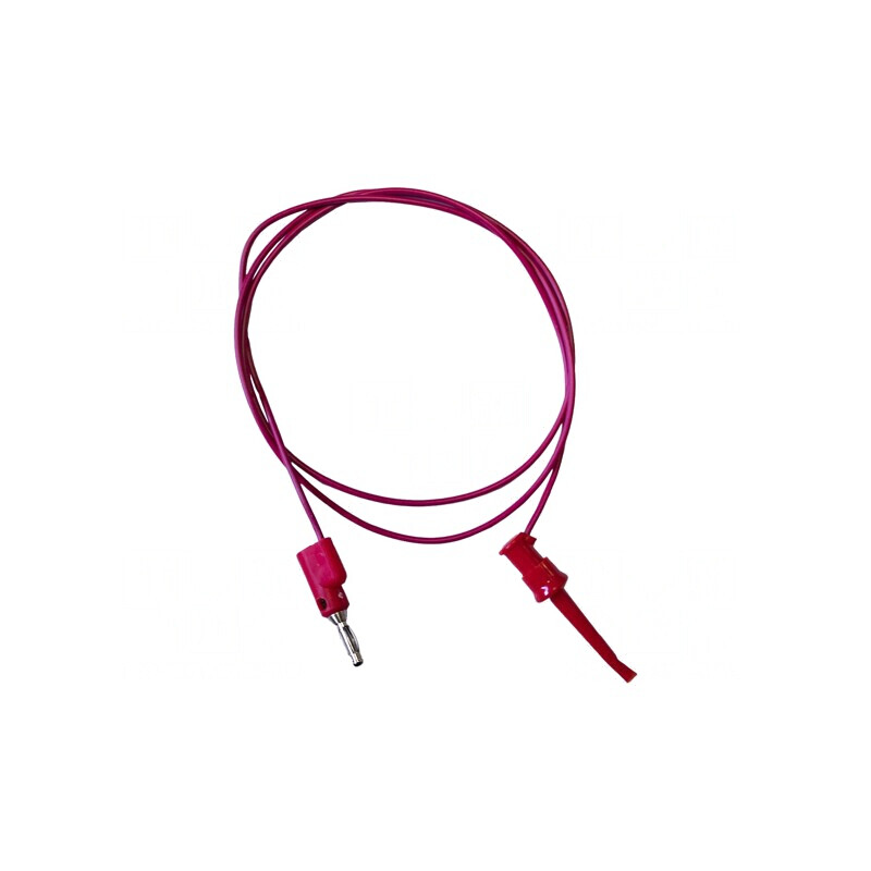 Cablu de măsurare 5A cu clips cârlig și mufă banană 4 mm roșie | Electronic-mag.ro | Componente Electronice