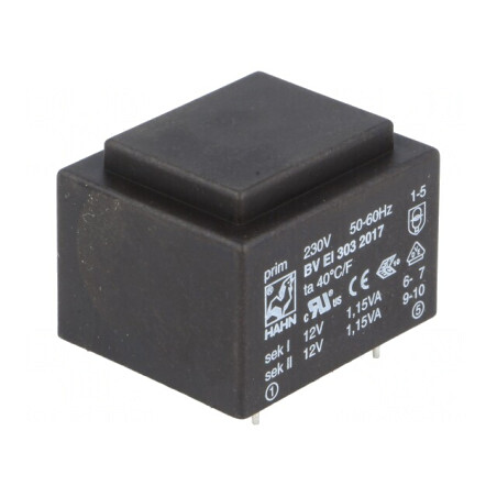 Transformator încapsulat 2,3VA 230V 12V PCB | Electronic-mag.ro | Componente Electronice