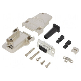 Conector D-Sub 9 pini mamă unghi 45° lipire cablu aurit | Electronic-mag.ro | Componente Electronice