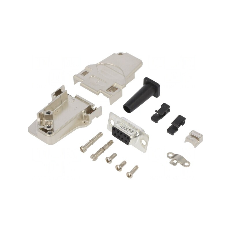Conector D-Sub 9 pini mamă unghi 45° lipire cablu aurit | Electronic-mag.ro | Componente Electronice