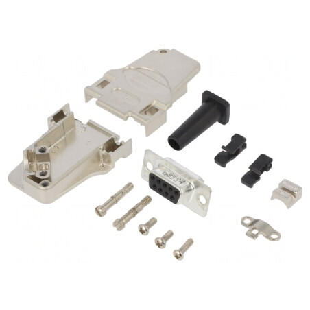 Conector D-Sub 9 pini mamă unghi 45° lipire cablu aurit | Electronic-mag.ro | Componente Electronice