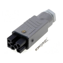 Conector dreptunghiular 5 pini argintat IP54 10A mamă