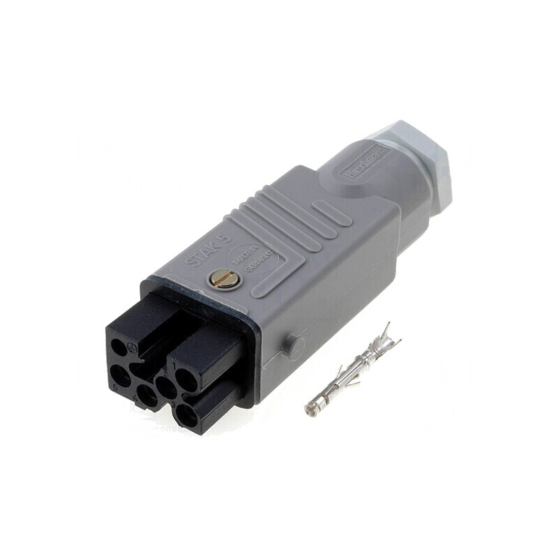Conector dreptunghiular 5 pini argintat IP54 10A mamă | Electronic-mag.ro | Componente Electronice