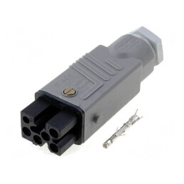 Conector dreptunghiular 5 pini argintat IP54 10A mamă | Electronic-mag.ro | Componente Electronice