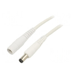 Cablu Alb 1x1mm2 DC 5m cu Mufă și Soclu Drept 5,5/2,5 | Electronic-mag.ro | Componente Electronice
