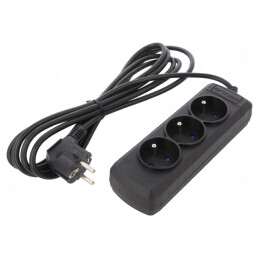Prelungitor 3 Prize 250V 10A Negru | Electronic-mag.ro | Componente Electronice