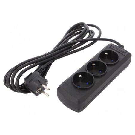 Prelungitor 3 Prize 250V 10A Negru | Electronic-mag.ro | Componente Electronice