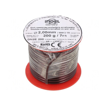 Sârmă dublu emailată 2mm 0,2kg Cu 65-200°C | Electronic-mag.ro | Componente Electronice