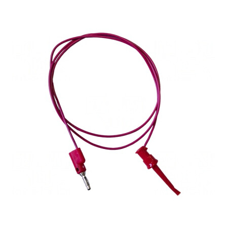 Cablu de măsurare 5A roșu cu clips și mufă banană 4 mm | Electronic-mag.ro | Componente Electronice
