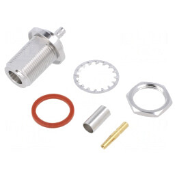 Soclu N Mamă Drept 50Ω PTFE Aurit Alamă | Electronic-mag.ro | Componente Electronice