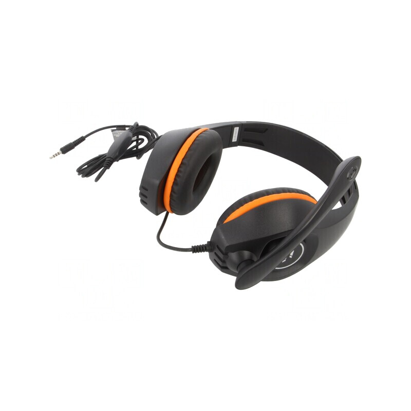 Căști cu microfon negru-portocaliu Jack 3,5mm 2m | Electronic-mag.ro | Componente Electronice
