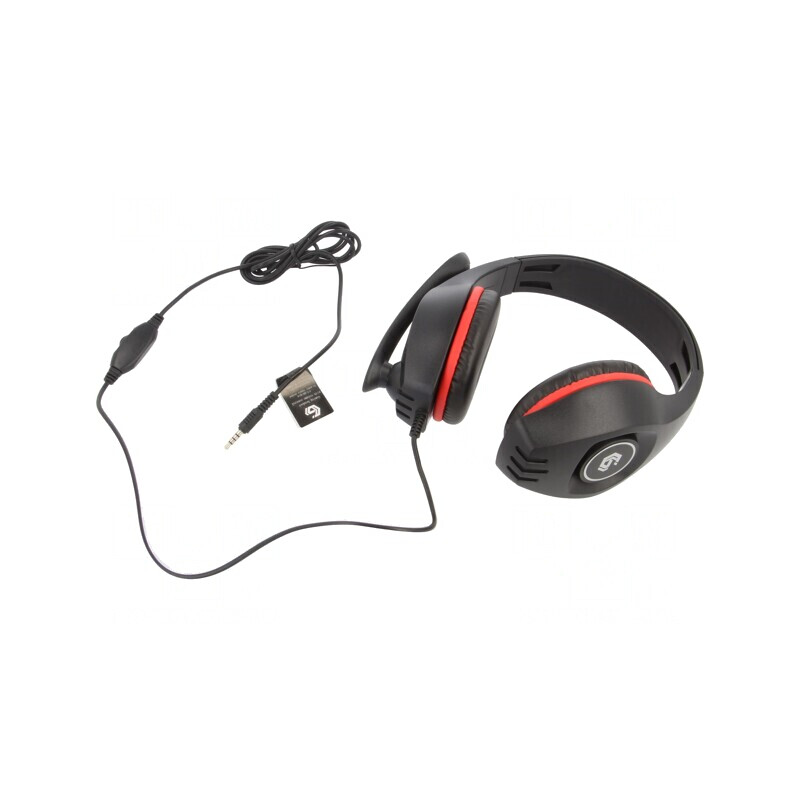 Căști Over-Ear cu Microfon Negru și Roșu, Jack 3.5mm, 2m | Electronic-mag.ro | Componente Electronice