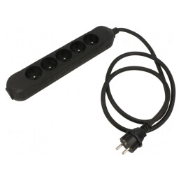Prelungitor Alimentare 5 Prize Negru 1.5m 16A | Electronic-mag.ro | Componente Electronice