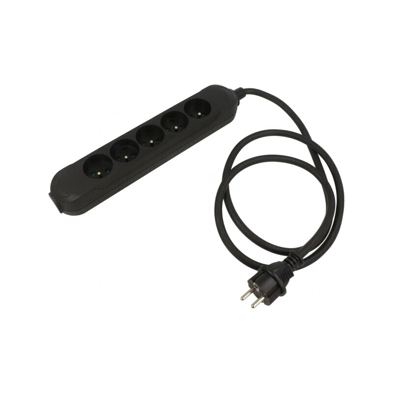 Prelungitor Alimentare 5 Prize Negru 1.5m 16A | Electronic-mag.ro | Componente Electronice