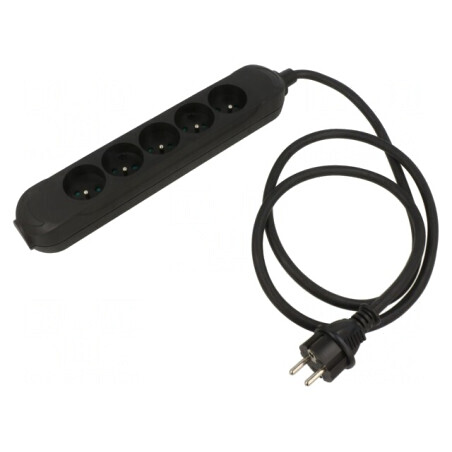 Prelungitor Alimentare 5 Prize Negru 1.5m 16A | Electronic-mag.ro | Componente Electronice