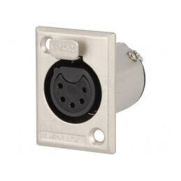 Soclu XLR Mamă 5 Pin Drept Cu Buton Lipire | Electronic-mag.ro | Componente Electronice