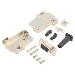 Mufă D-Sub 9 PIN Mamă Neagră pentru Lipire pe Cablu - Set Complet | Electronic-mag.ro | Componente Electronice